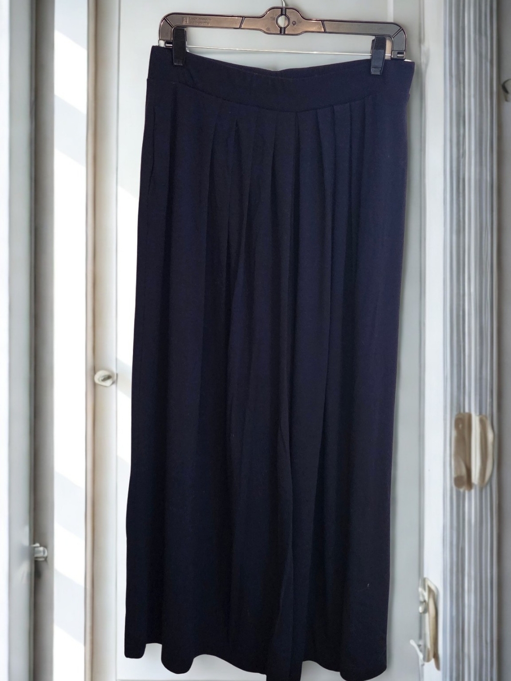 Uniqlo Navy Wide Leg Culottes Pants | Stretch Pull-On | Large